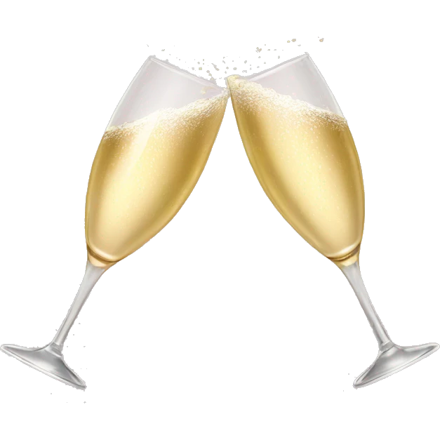 Two glasses of champagne cheering with burgundy bows emoji
