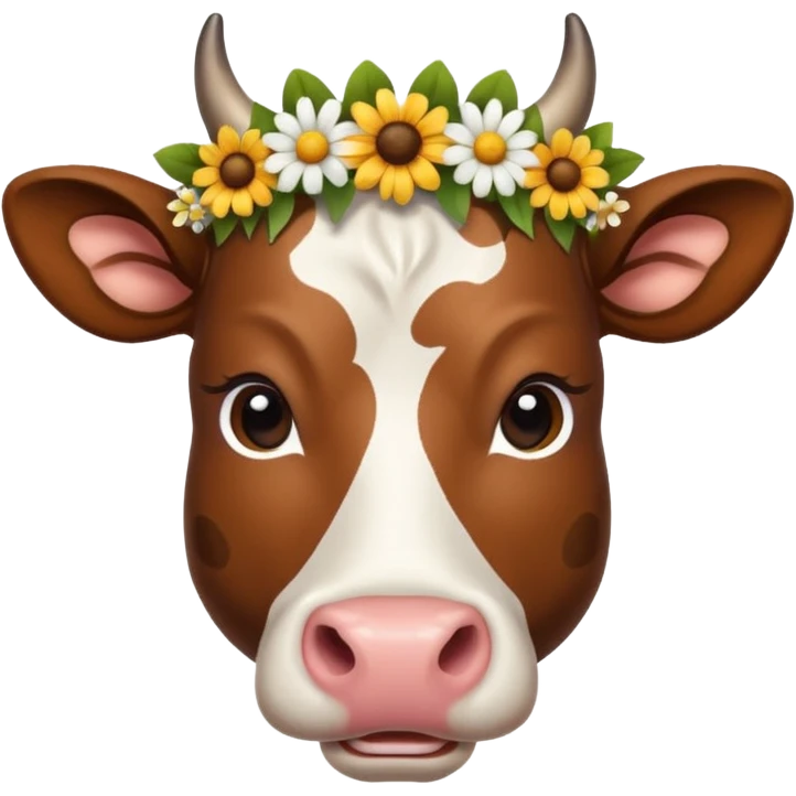 slim cow face with flower crown emoji
