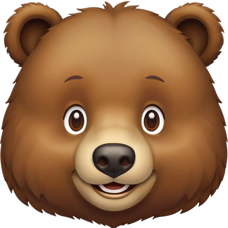 Friendly Russian brown bear face, front view, iOS emoji style emoji