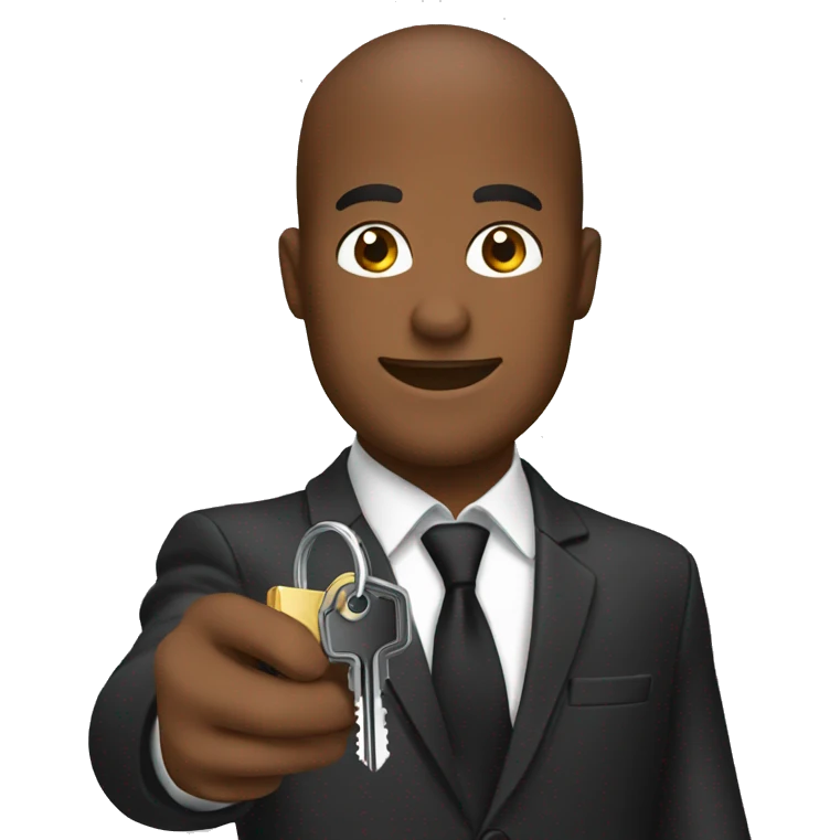 brown skin realtor handing a black key emoji