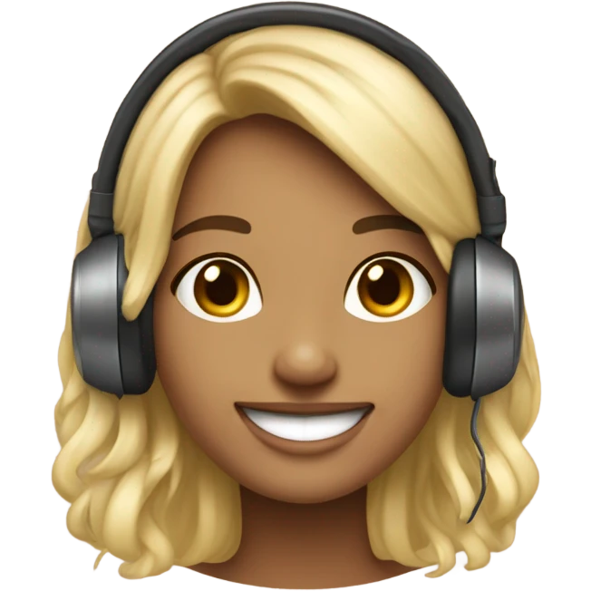 una chca con auriculares feliz asthetic emoji