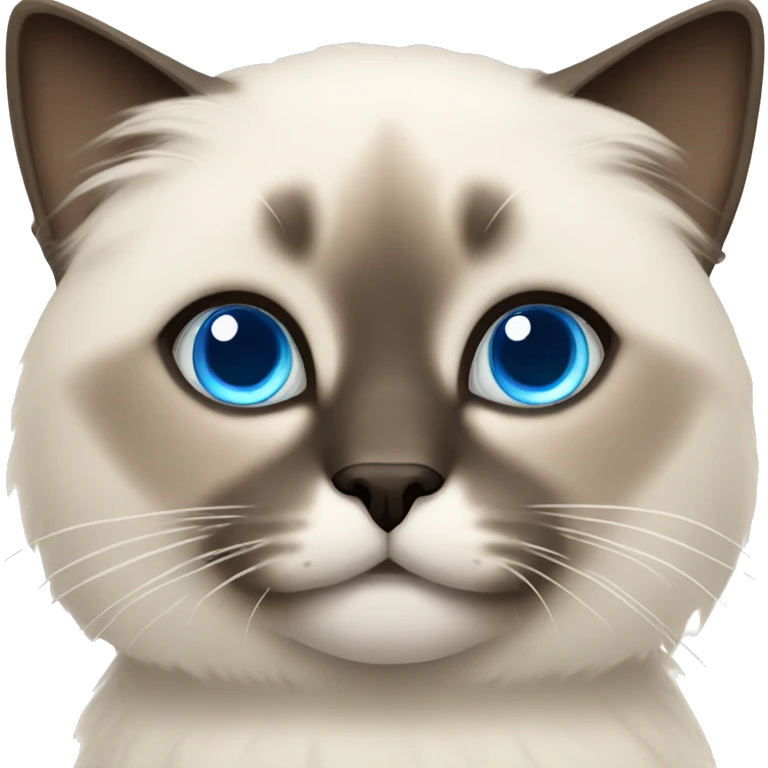 fluffy siamese cat with blue eyes emoji