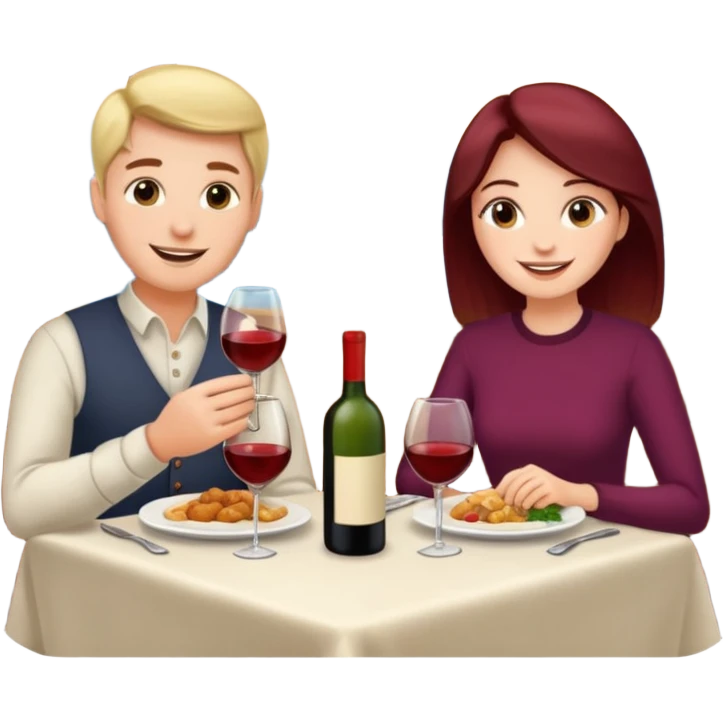  couple sitting and having dinner in a restaurant emoji