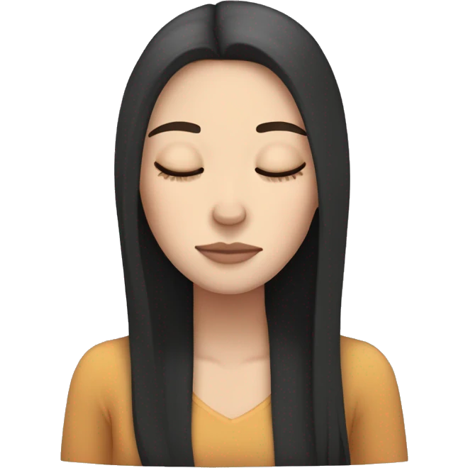sleeping white girl with straight long dark hair emoji