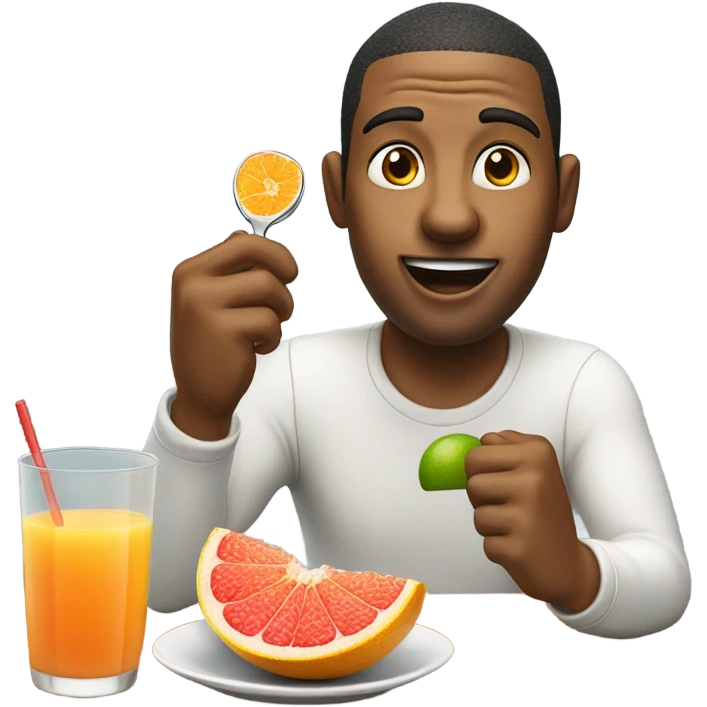 Man eating grapefruit emoji
