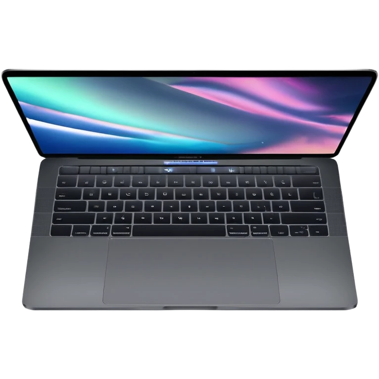 space gray MacBook Pro M1 with minimal background emoji