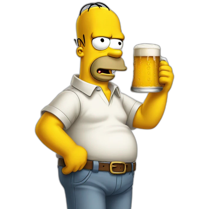 Homer simpson with beer with normal eyes emoji