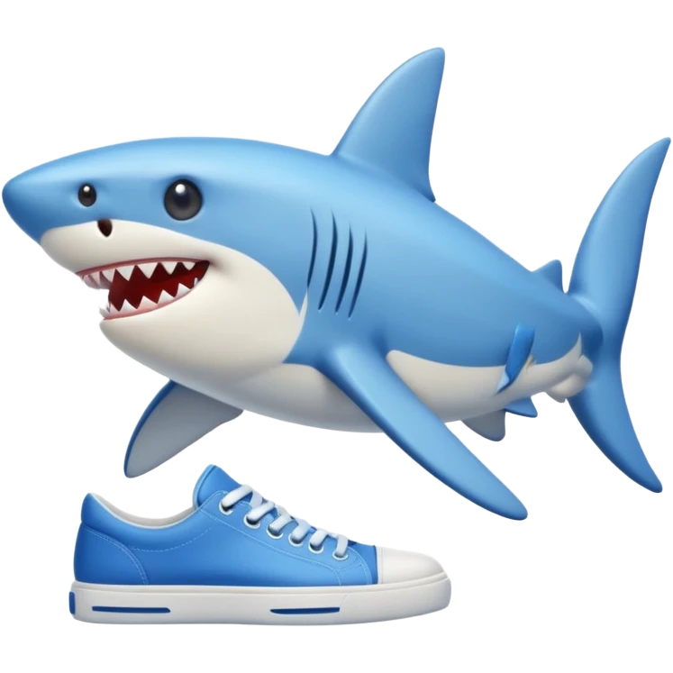small shark with blue shoes emoji