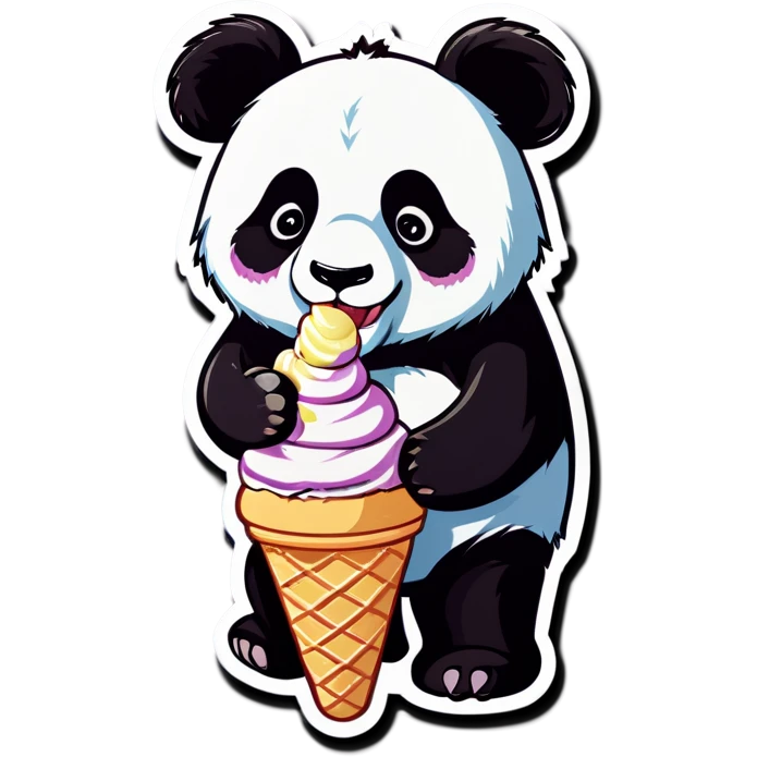 Panda eating ice cream emoji