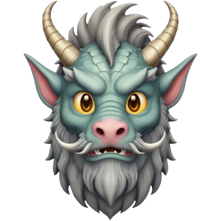 an ancient, very old dragon with a long beard, wrinkles, and ancient-looking horns and scales, emoji style emoji