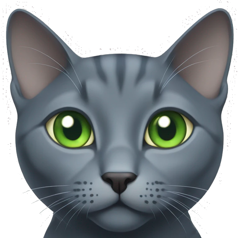 Russian Blue with blue, green eyes, eating cat food emoji