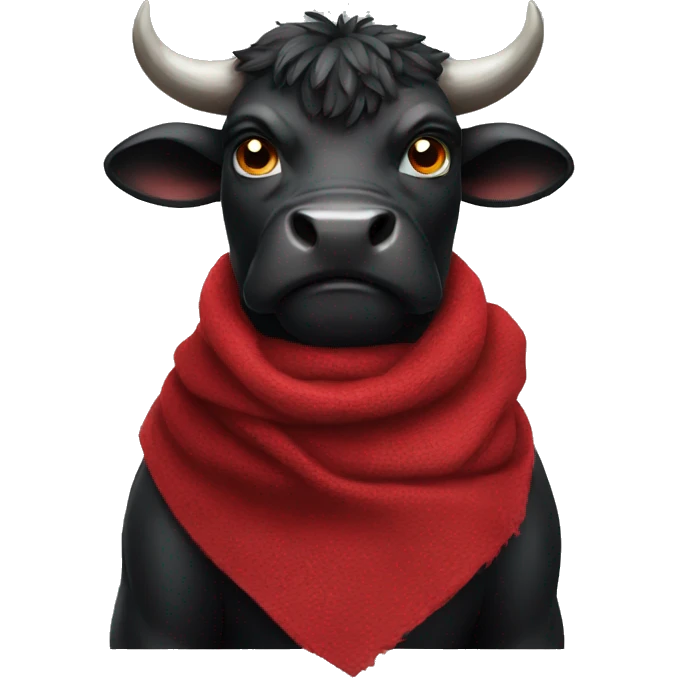 Black bull using red scarf feeling angry emoji
