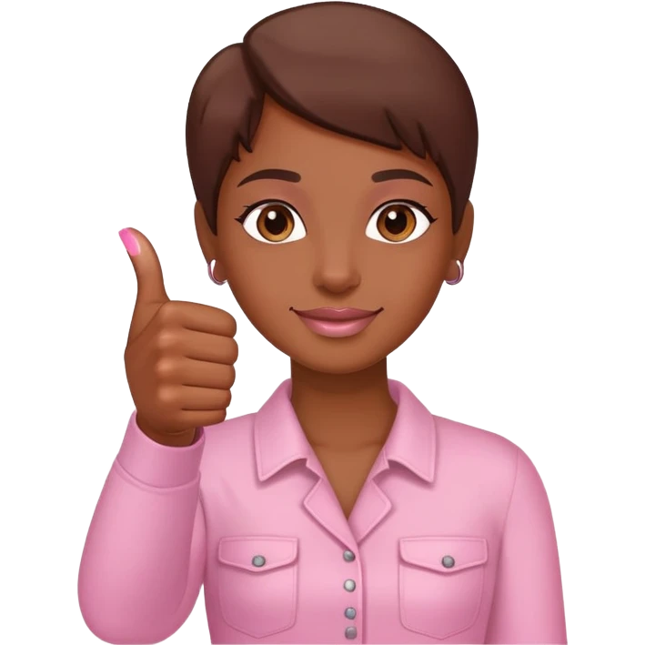 Medium brown skin hand thumbs up with light pink painted fingernail polish  emoji