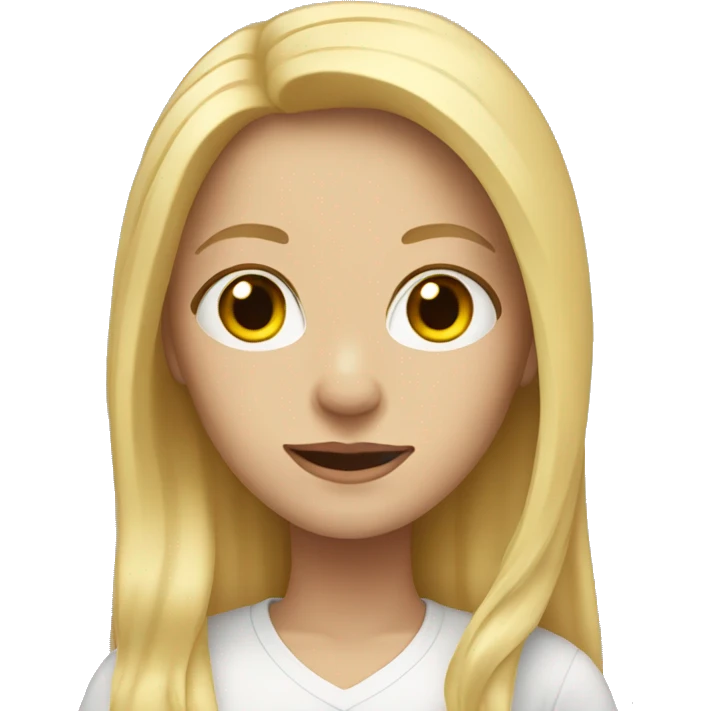White woman with light yellow long hair, very light skin emoji