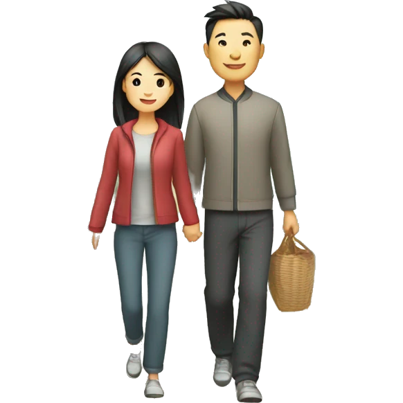 a Chinese couple taking walk emoji