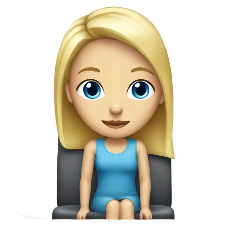 Blonde girl (blue eyes) sitting on a chair emoji
