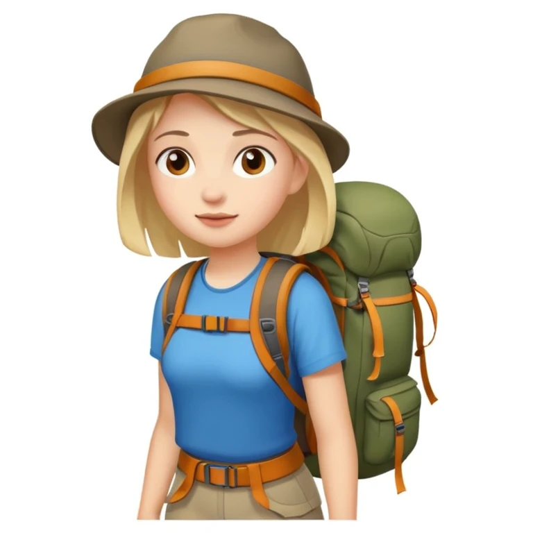girl back packing mountains background  emoji