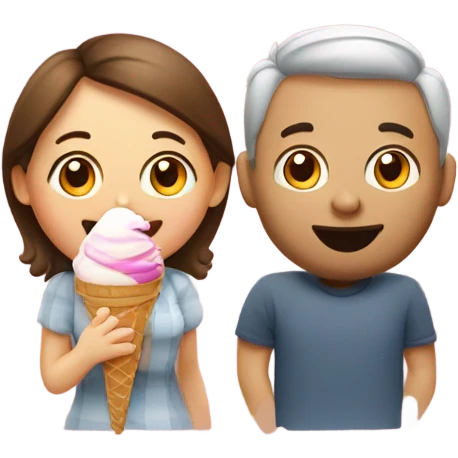 husband and wife eating ice cream emoji