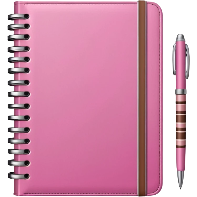 pink and brown striped diaries and pen emoji