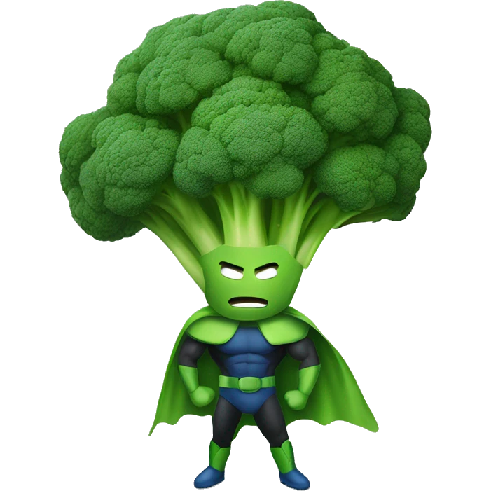 Broccoli man in superhero suit emoji