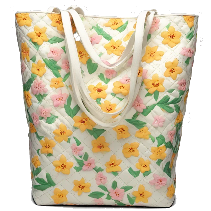 floral quilted tote bag  emoji
