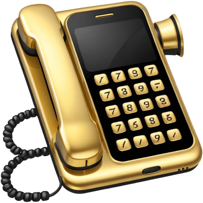 One single Gold and black phone icon, png, no background, no border emoji
