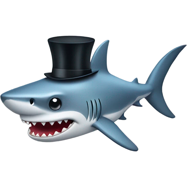 Shark with a top hat emoji