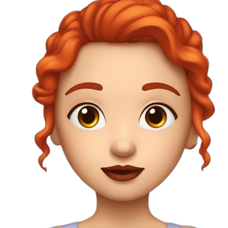 Meisje met rood haar en bruine ogen, dikke lippen emoji