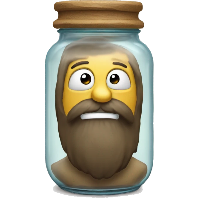 Anthropomorphic glass jar with a beard emoji