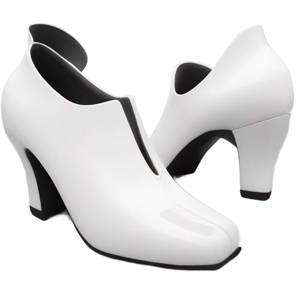white latex mid heel shoe front and back view emoji