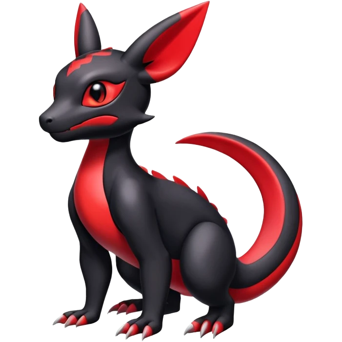 Cute Shiny Guilmon-Salandit-Umbreon-Fakémon-hybrid-creature (full body)  emoji