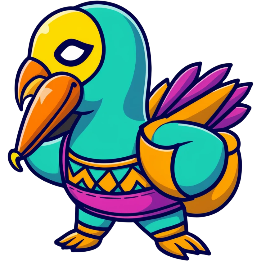 Louisiana themed luchador mask with pelican and New Orleans jazz elements emoji
