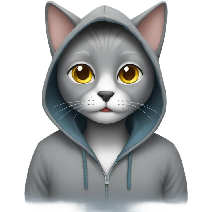 Grey cat wearing a hoodie emoji