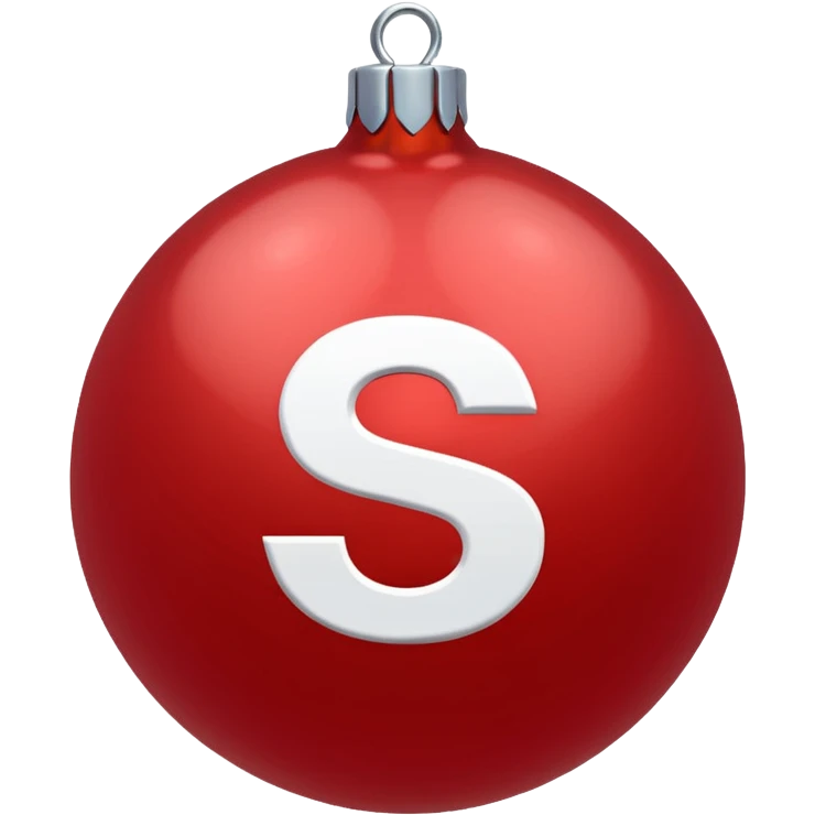 red Christmas ball with white "S" logo emoji