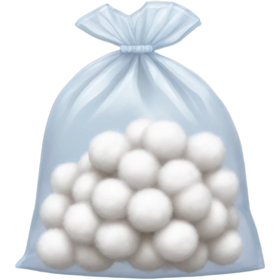 ziploc bag of cotton balls no face, realistic emoji