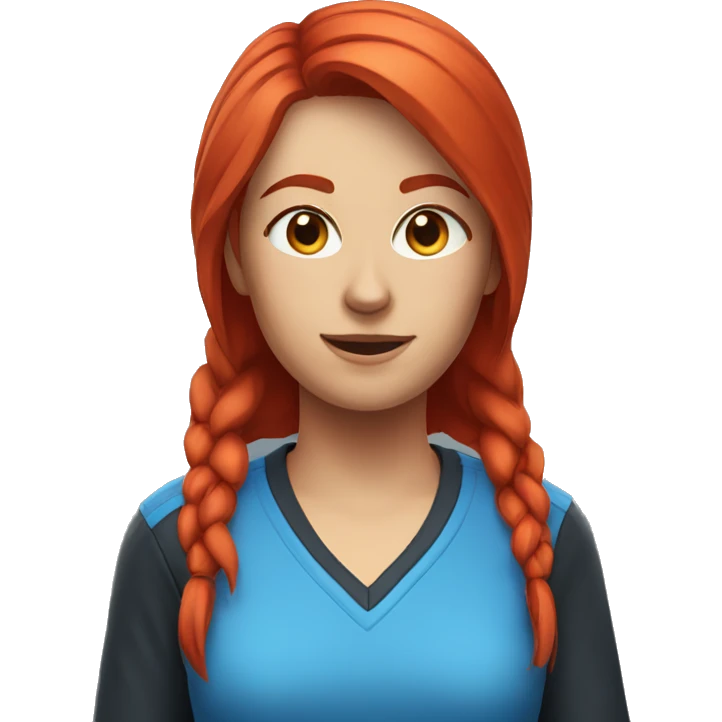 a female esports coach with red hair and blue shirt.  emoji