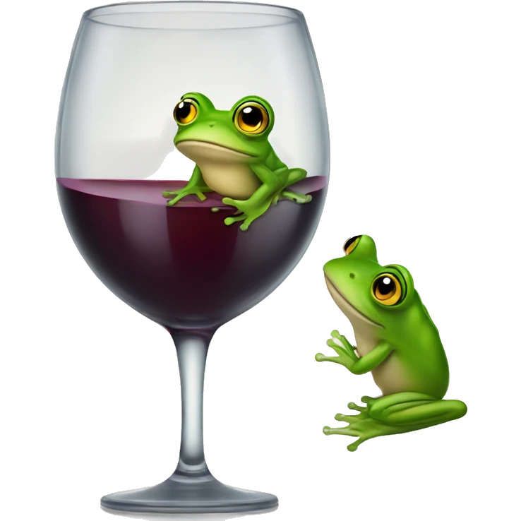 Frog looking through wine glass emoji