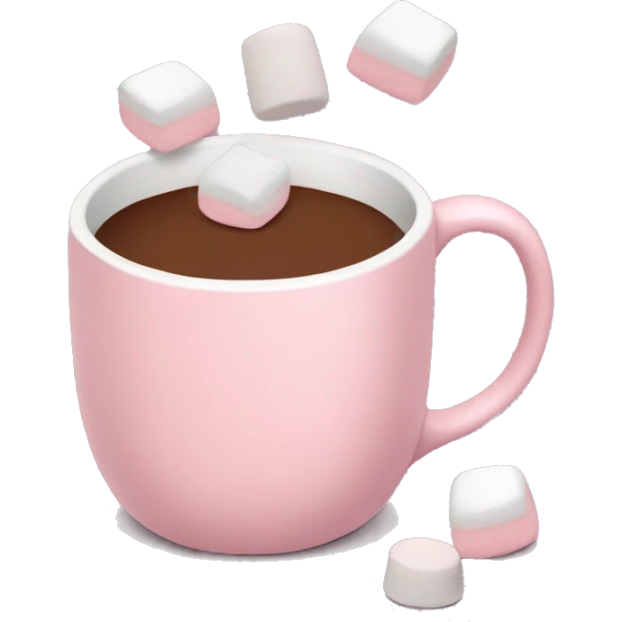Light Pink mug of hot chocolate with marshmallows  emoji