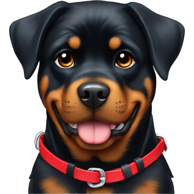 Pretty & cute Rottweiler with red harness emoji