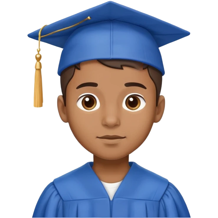 brown boy in blue cap and gown emoji
