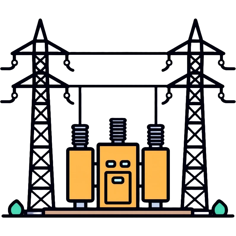 electrical substation with power lines and transformers emoji