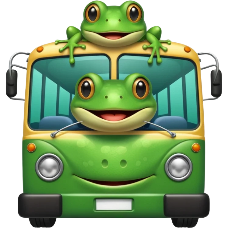 Frog boarding a bus emoji