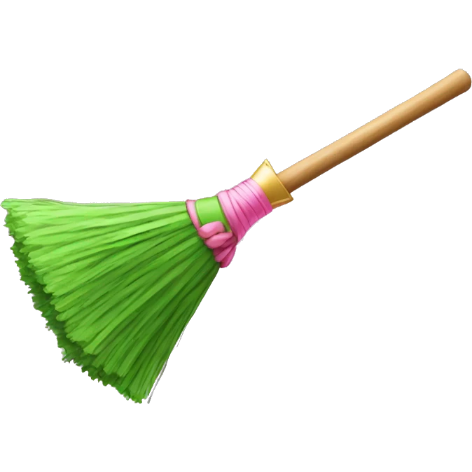 Pink wand against green broom emoji