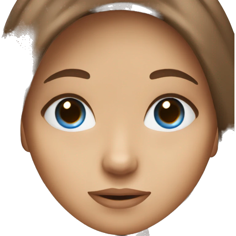 Girl with blue eyes brown hair thinking about her crush emoji