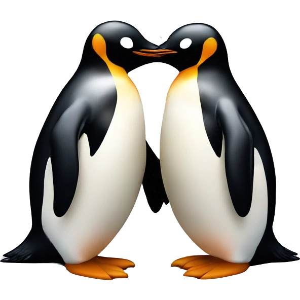 Two penguins in love holding hands. emoji