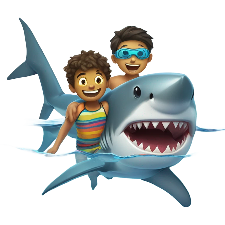 Shark and boy emoji