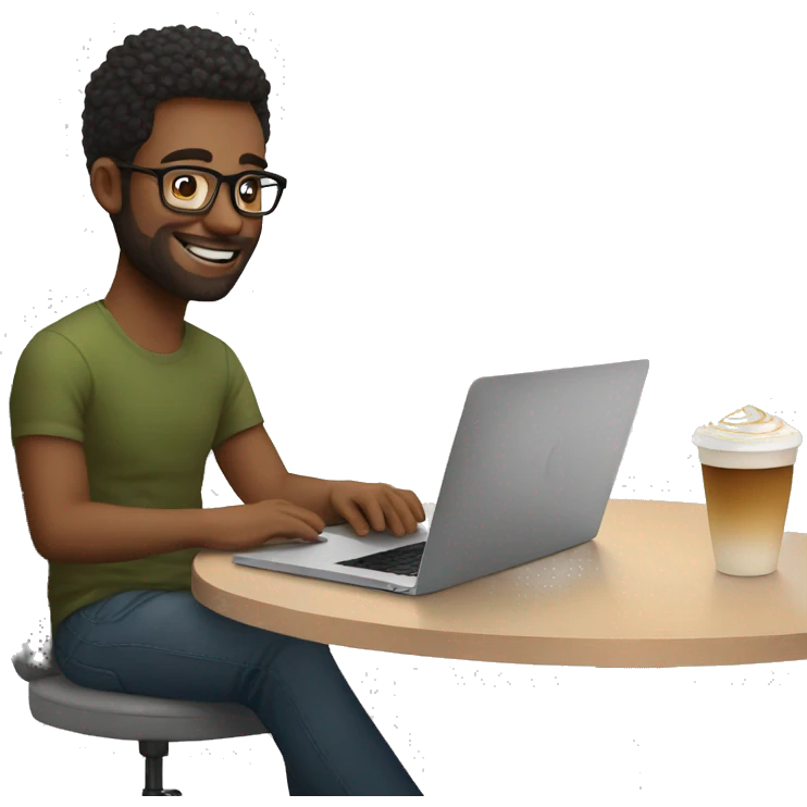 Ux designer with latte and MacBook  emoji