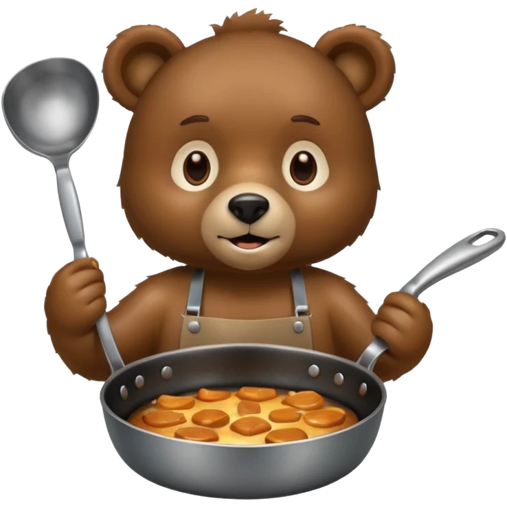 A bear cooking an iphone in a frying pan emoji