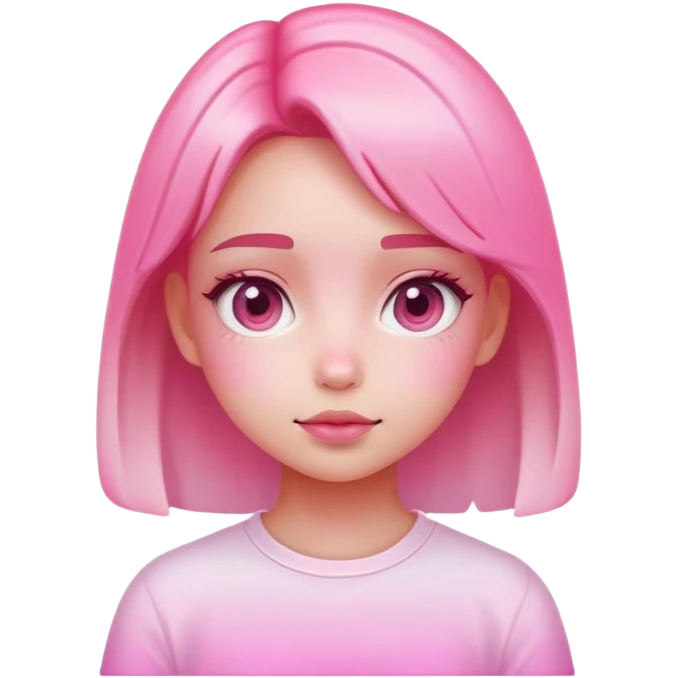 Cute girl character with pink gradient, glass effect, minimalist design emoji