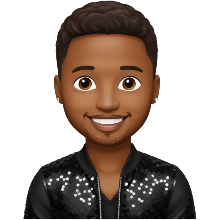 Trey Songz with dark brown hair, black sequin outfit emoji